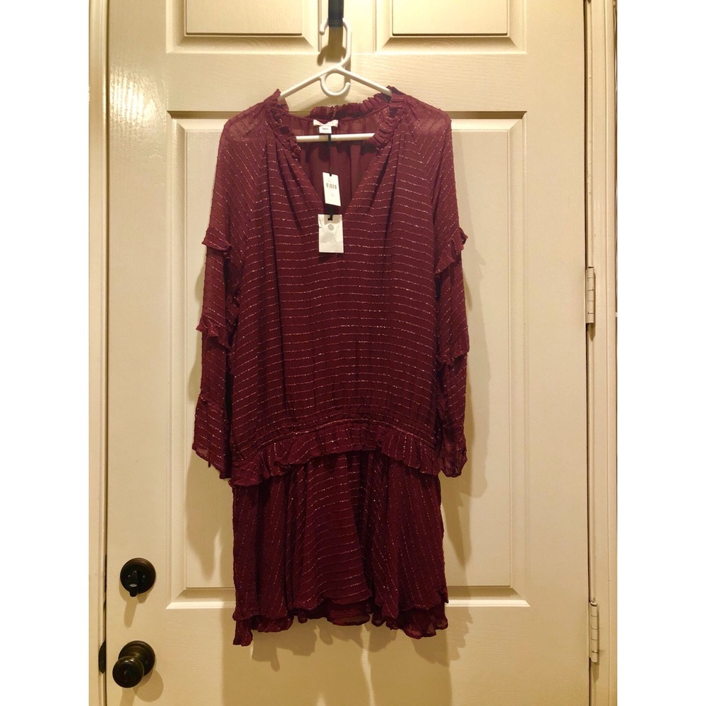 Long Sleeve Mini Dress In Wine by Hoss Intropia.